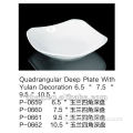 quadrangular deep-plate with yulan decoration